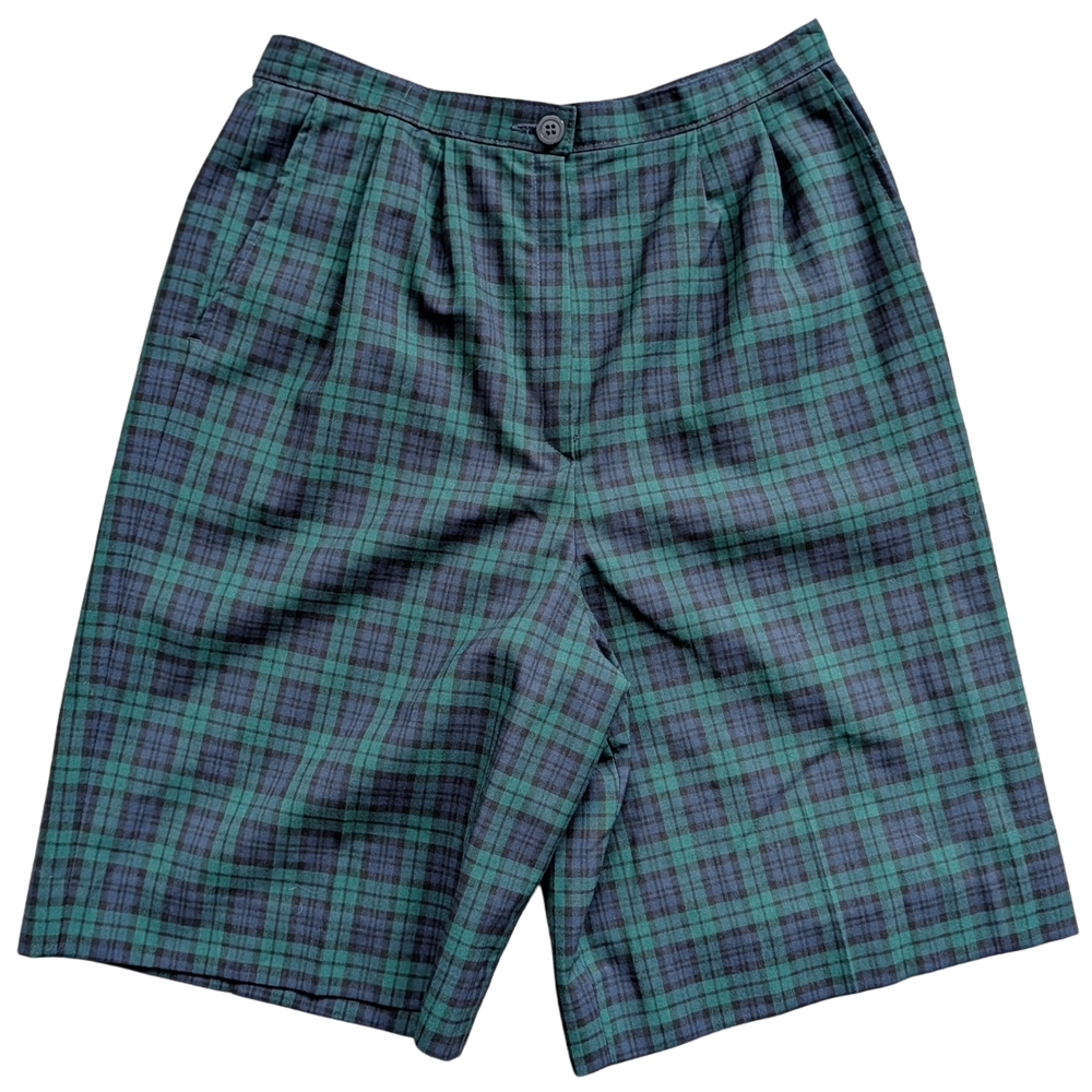 Pendleton Black Watch Tartan Plaid Vintage 70s Virgin Wool Shorts Size 12